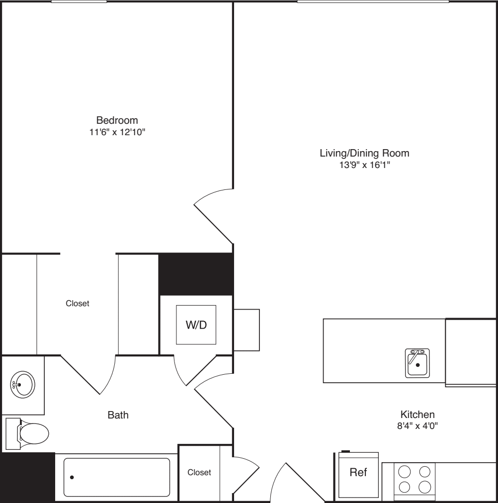 1 Bedroom K_617 floorplan