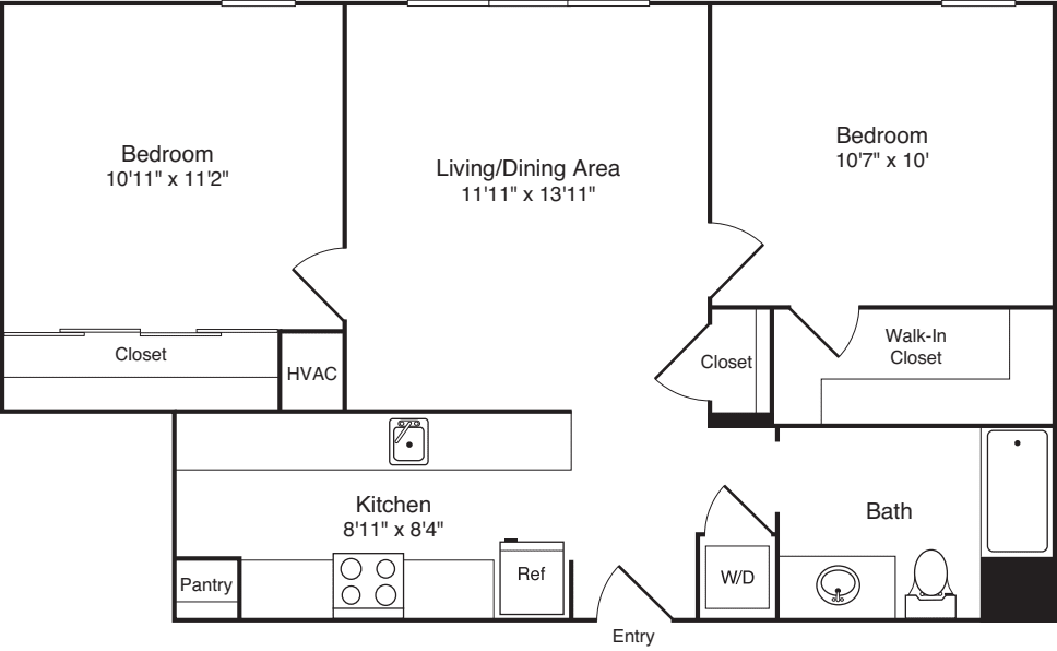 2 Bedroom J floorplan