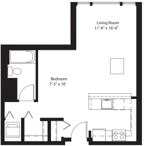 Studio F floorplan