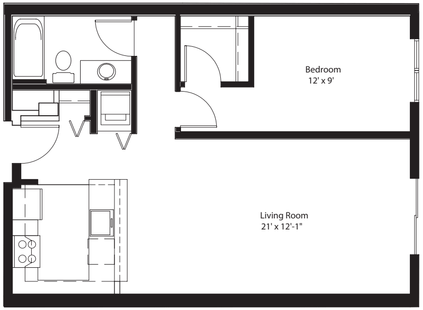 1 Bedroom G floorplan