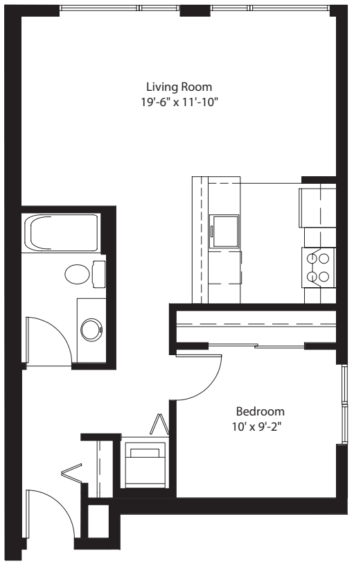 1 Bedroom B floorplan