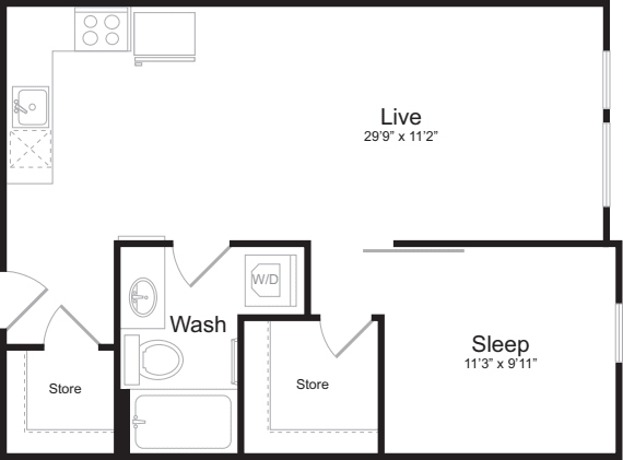 1 Bedroom D floorplan