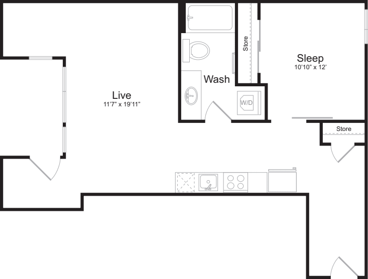 1 Bedroom F floorplan