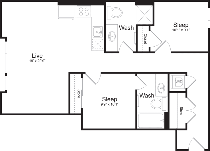 2 Bedroom D floorplan