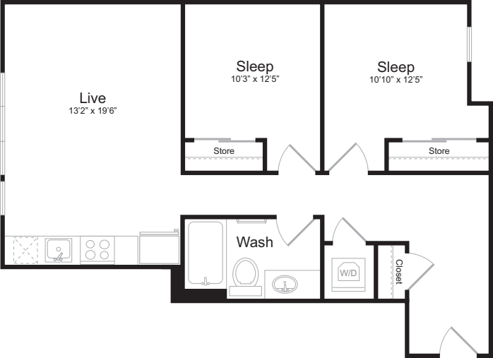 2 Bedroom E floorplan