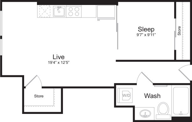 Open 1 Bedroom D