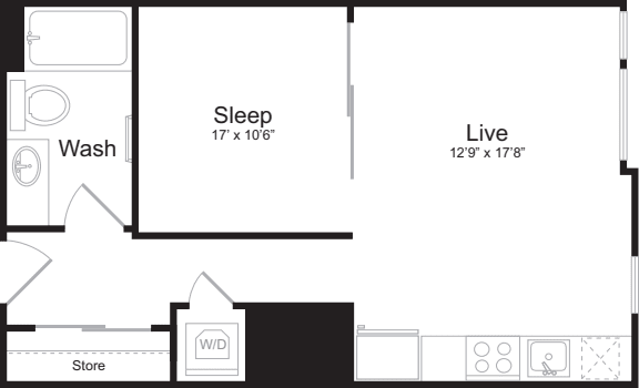 Open 1 Bedroom E
