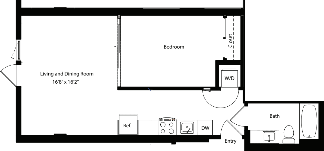 Open 1 Bedroom C floorplan
