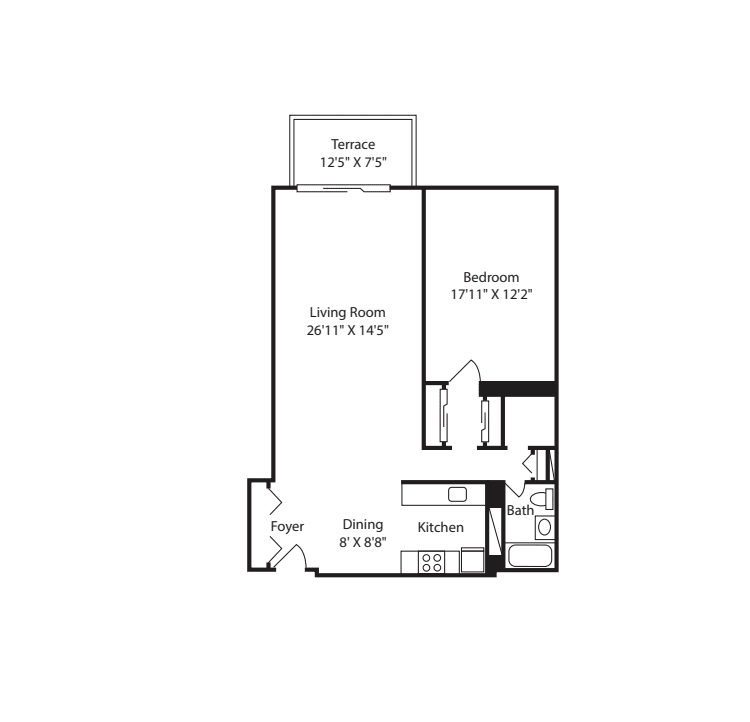 Longfellow One Bedroom A Renovated floorplan