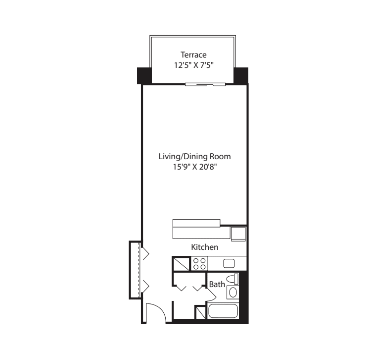 Longfellow Studio Renovated floorplan