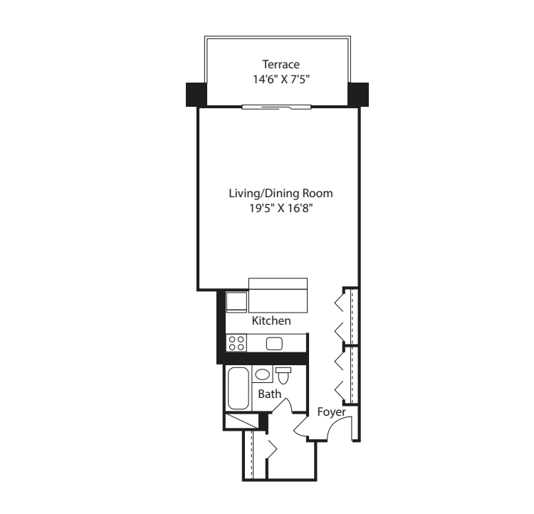 Longfellow Studio 17,4 Renovated floorplan