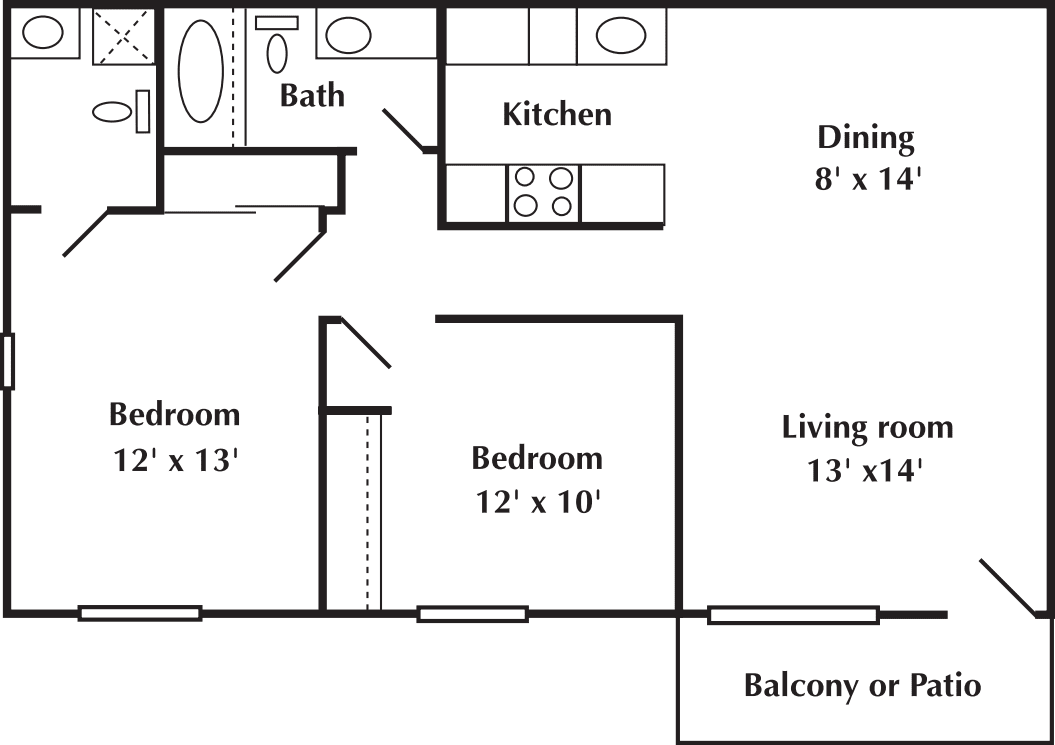 2 bed 2 Bath 728