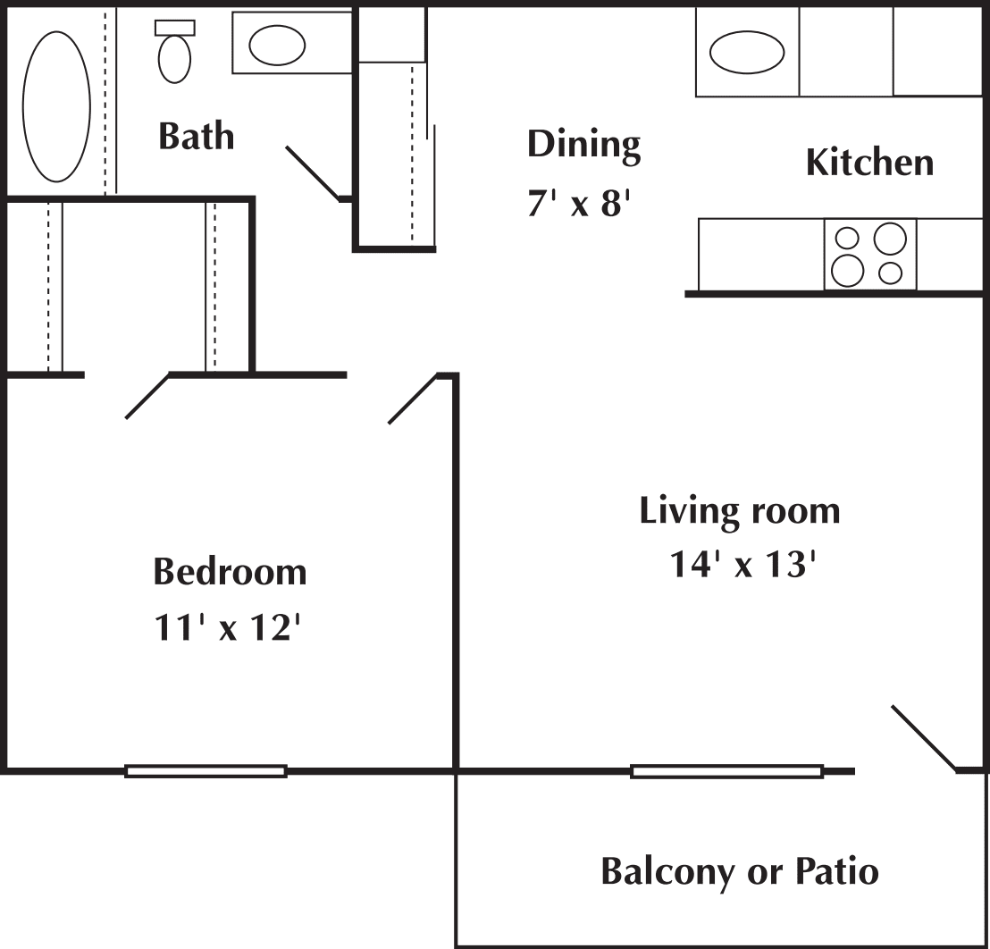 1 Bed 1 Bath