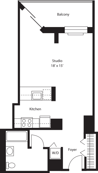 BSB- Studio with Balcony floorplan