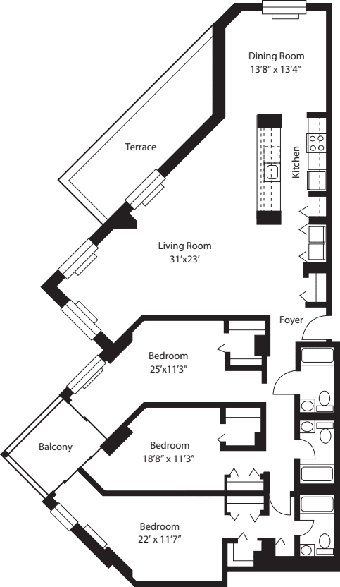 G3D (Dining Rm, Terrace & Balcony) floorplan