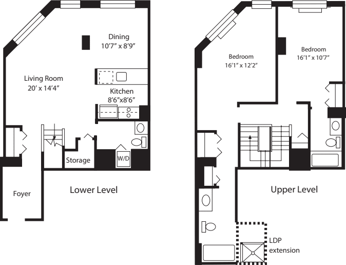 LD, LDP with extension floorplan