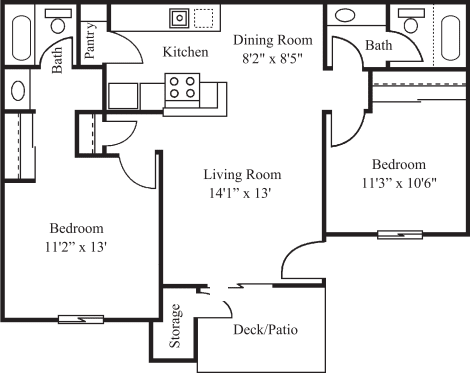 Two Bed Two Bath floor plan