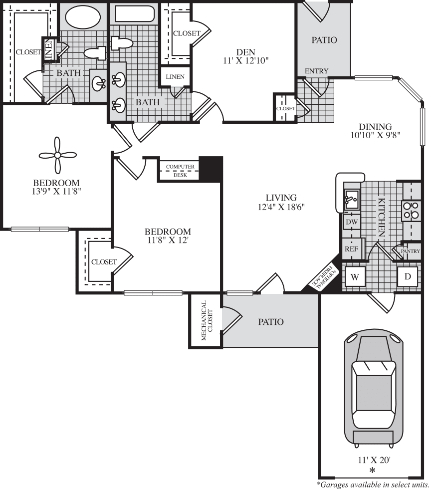 Venice  (Den and Garage) floor plan