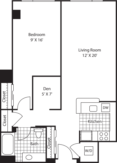 One Bedroom 819 floor plan
