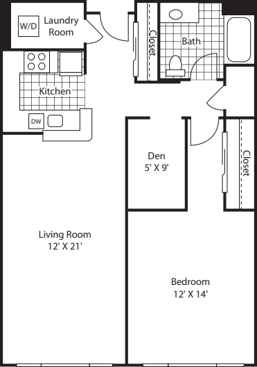 One Bedroom 933 floor plan