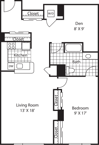 One Bedroom 1097 floor plan