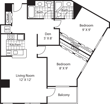 Two Bedroom 1187 floor plan