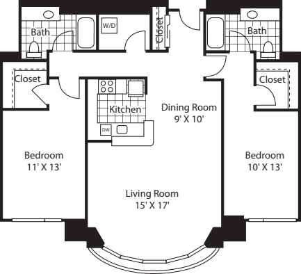 Two Bedroom 1241 floor plan