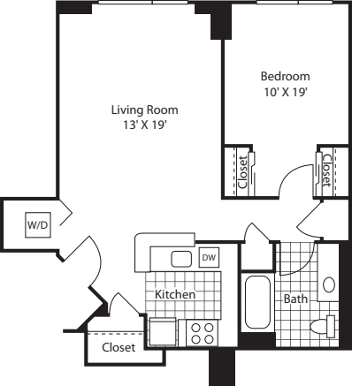 One Bedroom 747 floor plan