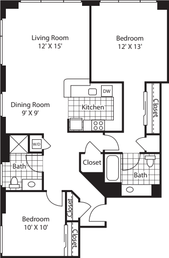 Two Bedroom 1051 floor plan