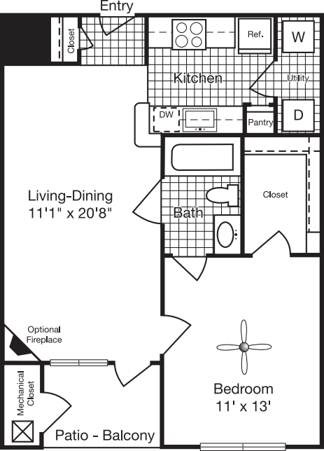 1 Bedroom A floor plan