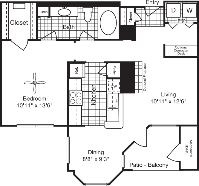 1 Bedroom C floor plan
