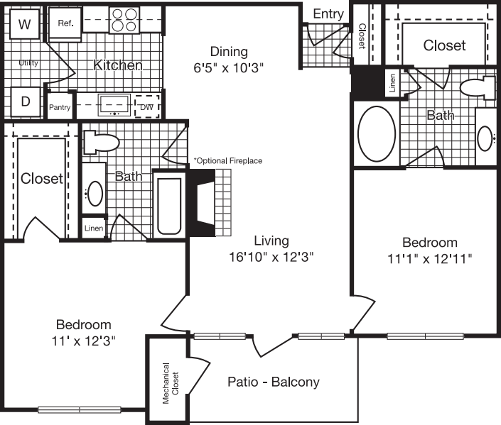 2 Bedroom A floor plan
