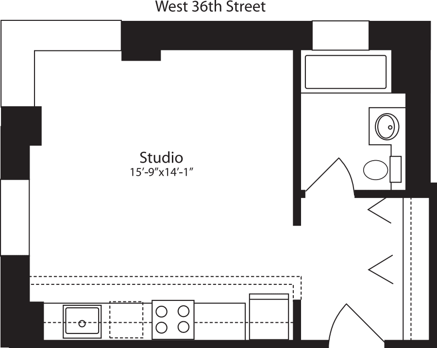 Plan K, floors 3-15 floor plan