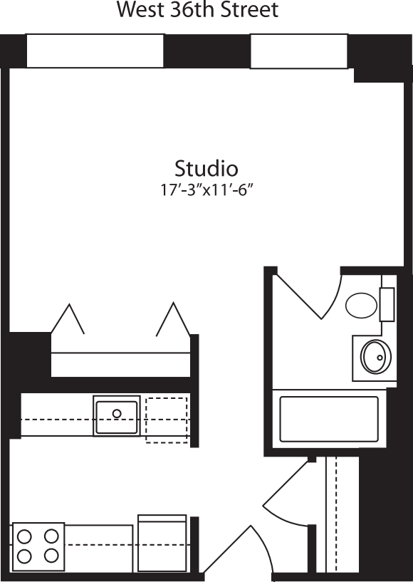 Plan G, floors 3-15 floor plan