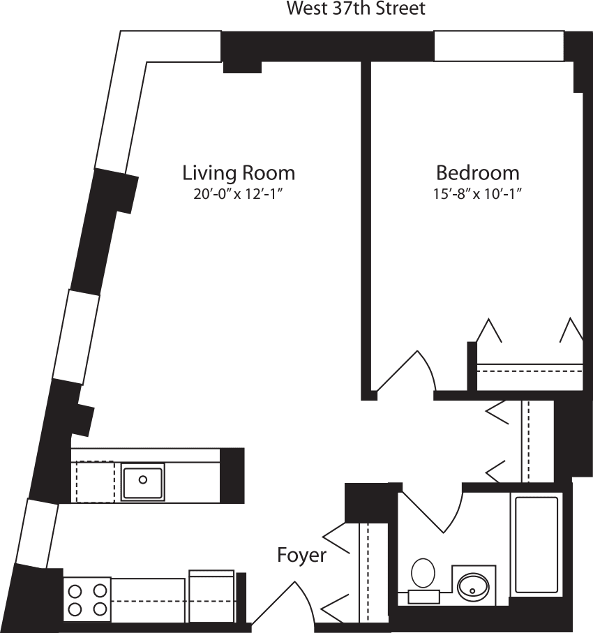 Plan W, floors 3-10 floor plan