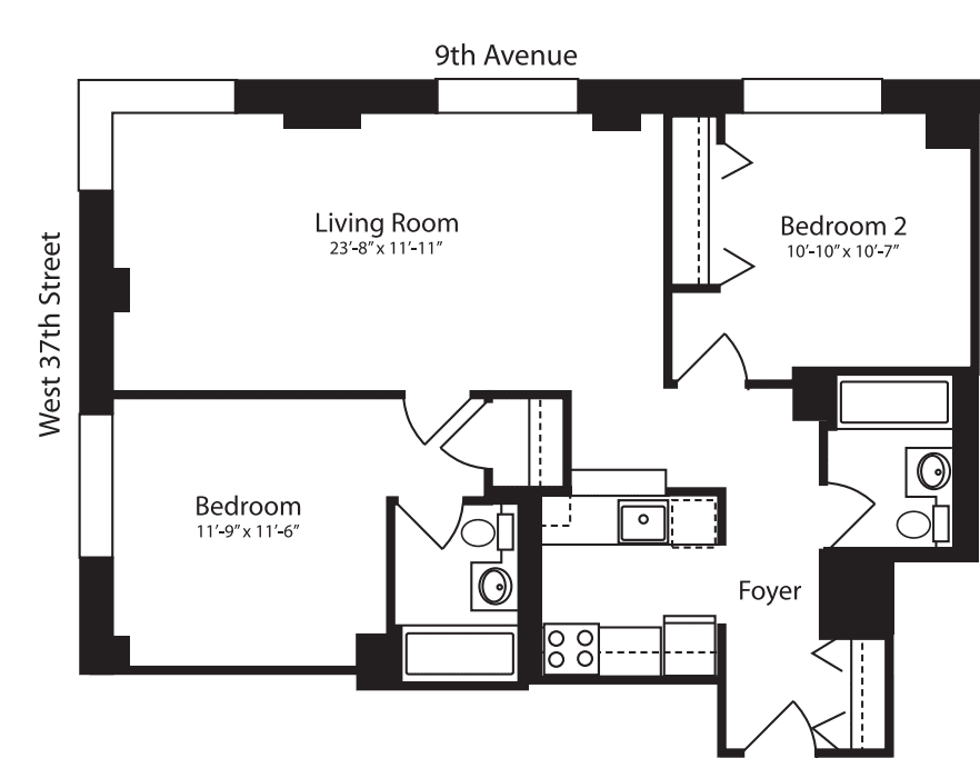 Plan R, floors 3-10 floor plan