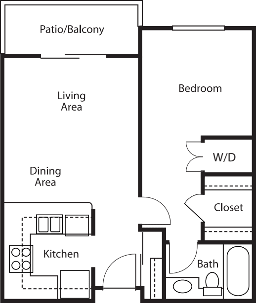 One-Bedroom One-Bath floor plan