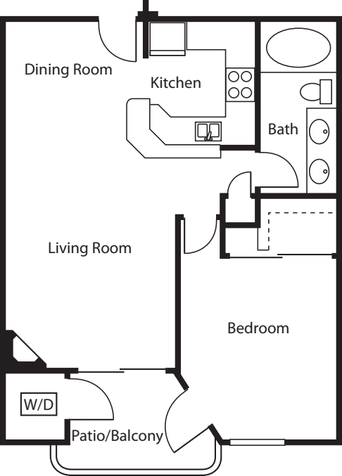 1x1 floor plan
