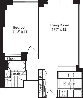 1BR floor plan