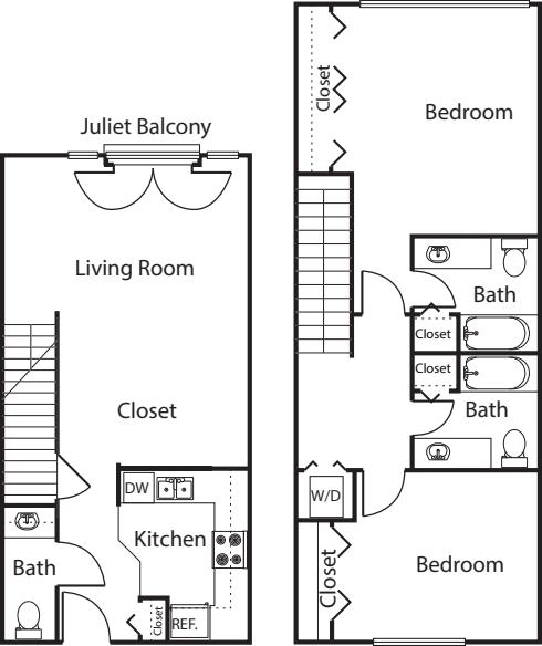 2 Bedroom TH -1181 floor plan