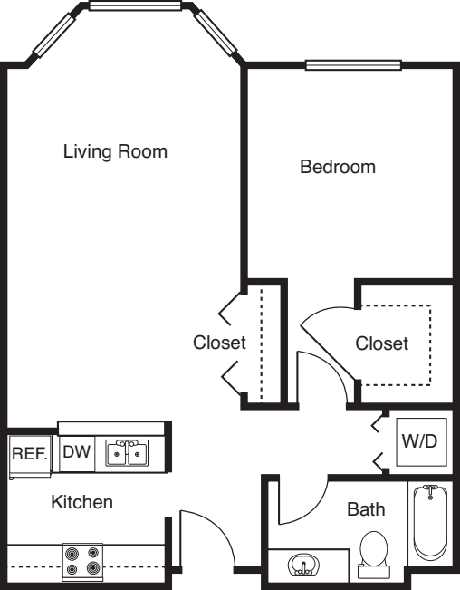 1 Bedroom -694 floor plan