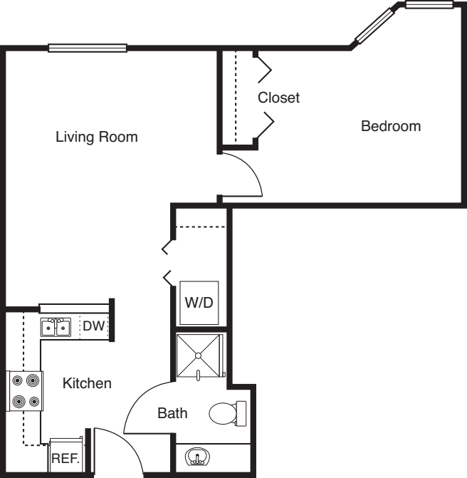 1 Bedroom -585 floor plan