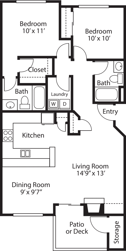 Two Bedroom  Two Baths floor plan