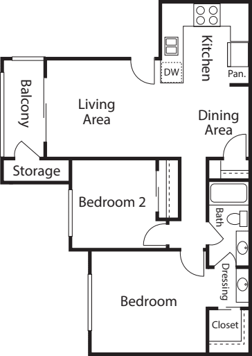 Two bedroom 2nd Floor floor plan