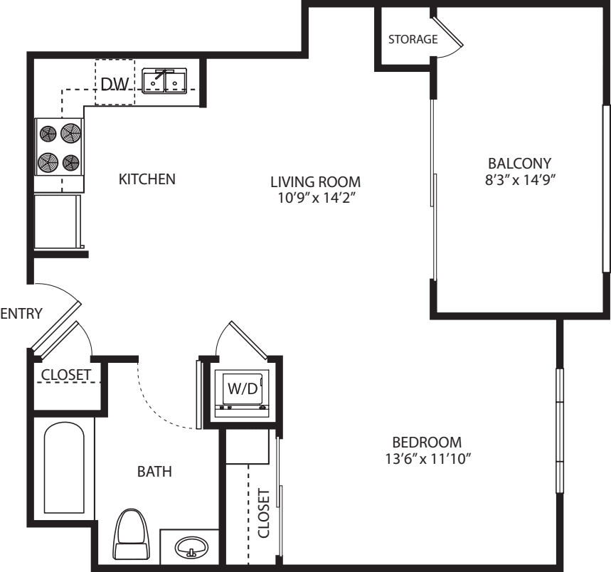 Studio loft (A) floor plan