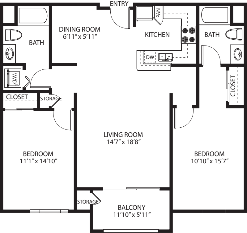 2x2 (F) floor plan