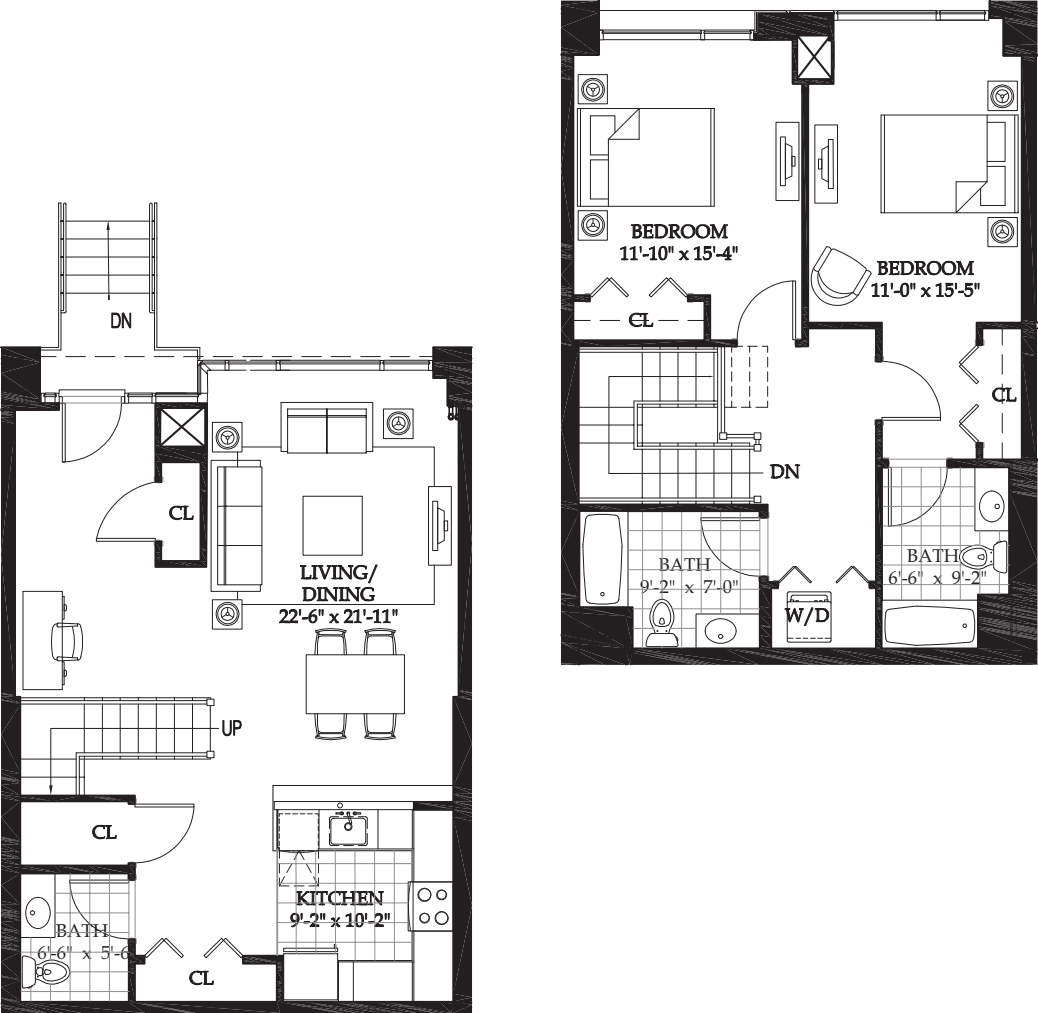 Asteria 2 BR Townhome floor plan