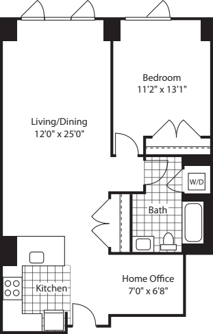 1 Bed (North)- 862 floor plan
