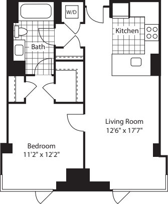 1 Bed (North)- 728 floor plan