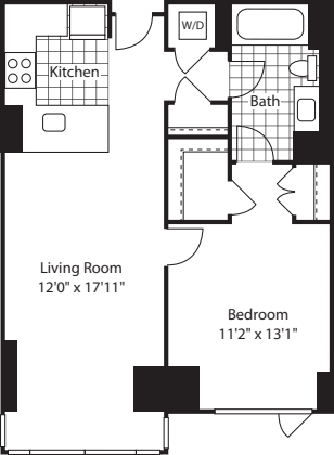 1 Bed Bay Window (North) - 747 floor plan